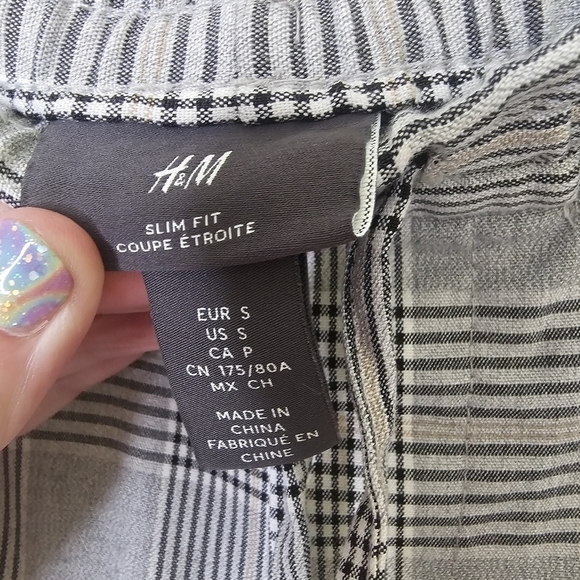 H&M Womens S‎ Small Plaid Trouser Pullon Dress Pants Elastic Waist Comfy Career - Picture 6 of 12